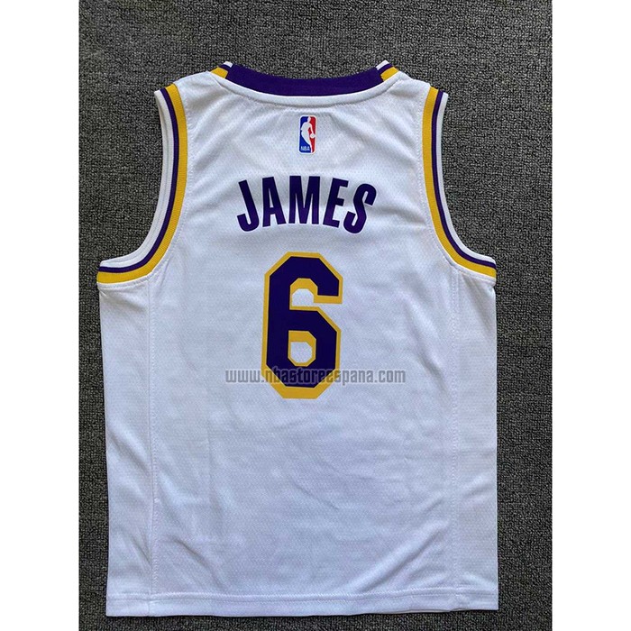 Camiseta Nino Los Angeles Lakers LeBron James NO 6 Association 2022-23 Blanco